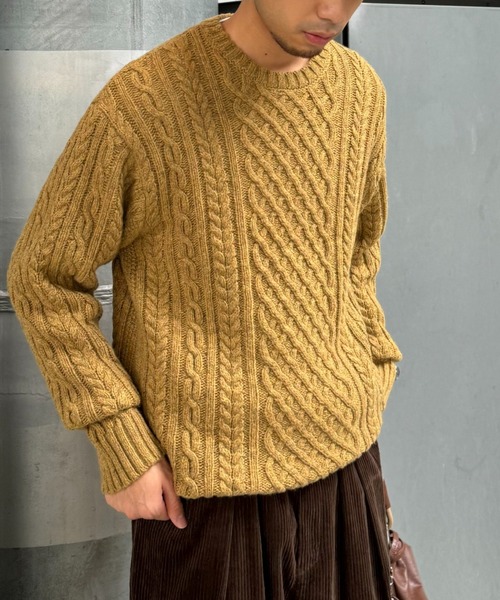 CIAOPANIC TYPY(チャオパニックティピー)の「USAウール アランニットPO(ニット/セーター・メンズ・チャコールグレー/マスタード/ライトグレー・MEDIUM/LARGE)」の15枚目の写真