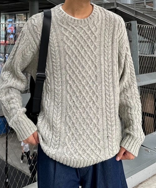 CIAOPANIC TYPY(チャオパニックティピー)の「USAウール アランニットPO(ニット/セーター・メンズ・チャコールグレー/マスタード/ライトグレー・MEDIUM/LARGE)」の10枚目の写真