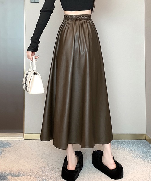 Lace Ladies(レースレディース)の「ハイウエスト レザー調 Aライン イージー スカート(スカート・レディース・ブラック/ベージュ/ブラウン・S/M/XL)」の12枚目の写真