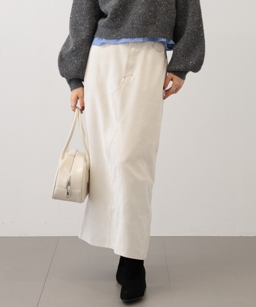 【セール】SALOON(サルーン)/配色ステッチタイトスカート【手洗い可】（スカート）｜saloon（サルーン）