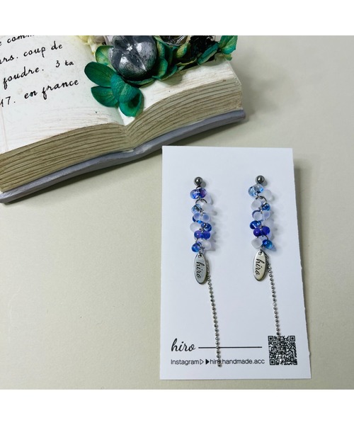 tone（トーン）の「【hiro】チェコガラス ピアス(MA)（ピアス（両耳用）・レディース・グリーン/オレンジ/ブラック/レッド/ブルー・FREE）」の3枚目の写真