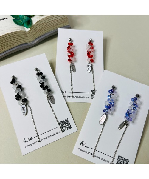 tone（トーン）の「【hiro】チェコガラス ピアス(MA)（ピアス（両耳用）・レディース・グリーン/オレンジ/ブラック/レッド/ブルー・FREE）」の6枚目の写真