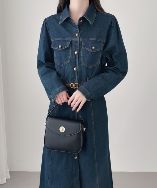 Aラインデニムシャツワンピース（ワンピース）｜Diosfront（ディオスフロント）