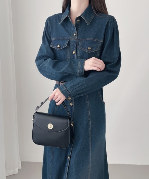 Aラインデニムシャツワンピース（ワンピース）｜Diosfront（ディオスフロント）