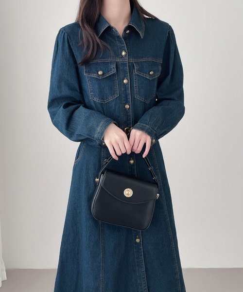 Aラインデニムシャツワンピース（ワンピース）｜Diosfront（ディオスフロント）