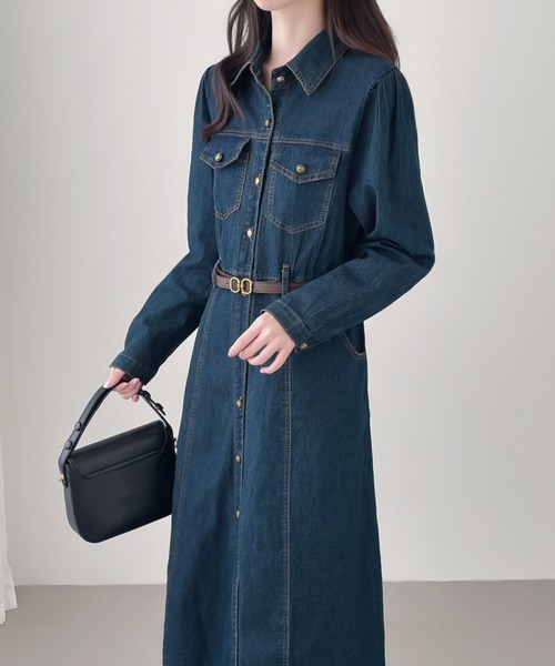 Aラインデニムシャツワンピース（ワンピース）｜Diosfront（ディオスフロント）