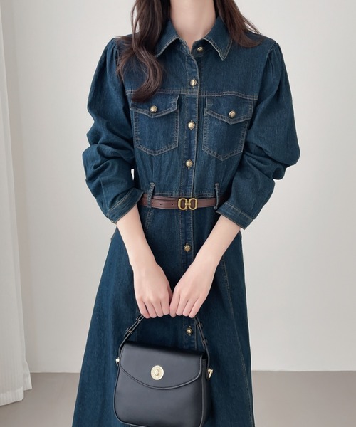 Aラインデニムシャツワンピース（ワンピース）｜Diosfront（ディオスフロント）