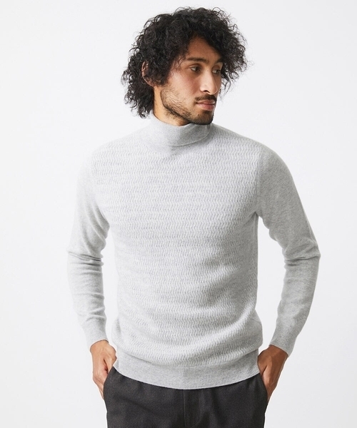 ウェーブ柄カシミヤタートルネックニット（ニット/セーター）｜MICHEL KLEIN HOMME （ミッシェルクランオム）