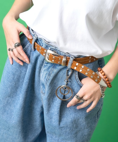 セール】an meets zakka ダブルボールスタッズスウェードベルト