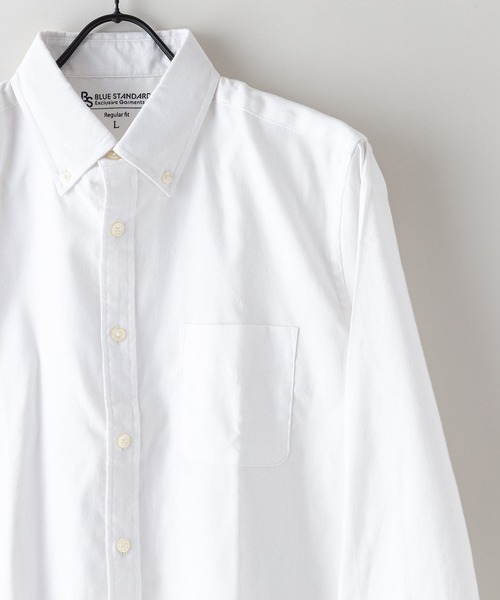 Blue Standard (ブルースタンダード)の「【BLUE STANDARD/ブルースタンダード】レギュラーフィット 楽ケア オックス ボタンダウンシャツ イージーケア ピンポイント防汚加工 時短シャツ(シャツ/ブラウス・メンズ・ネイビー/ホワイト/スミクロ・SMALL/X-LARGE/LARGE/MEDIUM)」の12枚目の写真