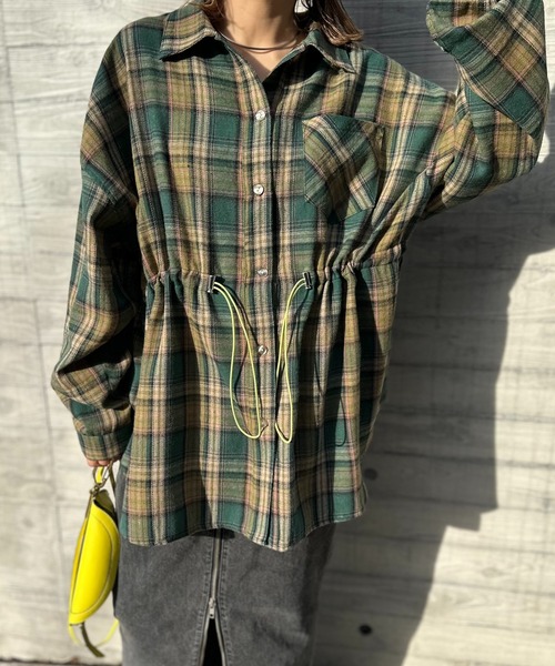Misayoカラフルチェックシャツ リメイクライクプルオーバー