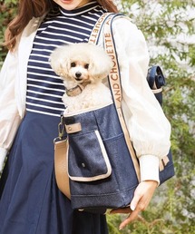 & chouette（アンドシュエット）の「《いぬのきもち制作協力》デニム2wayペットキャリーバッグ（ペット用キャリーケース）」