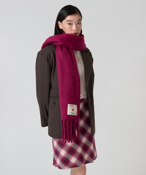 TINA：JOJUN（ティーナジョジュン）の「メッセージタグ バルキーマフラー TINA：JOJUN（マフラー・レディース・ブラウン/プラム/クリーム・F）」の10枚目の写真