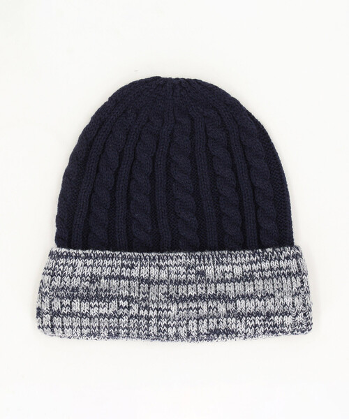 COMME CA ISM（コムサイズム）の「ケーブル柄 ニットキャップ（ニットキャップ/ビーニー・キッズ・ブラック/ネイビー・FREE）」の4枚目の写真