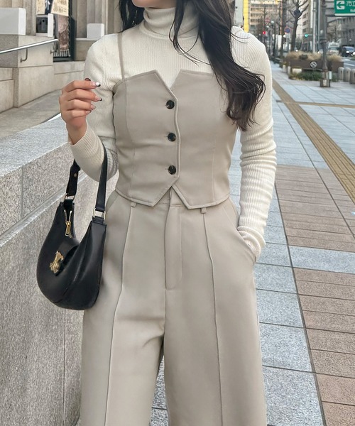 セール】バックレースアップビスチェ＋スラックスパンツ set