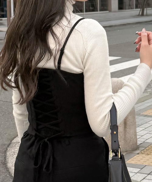 セール】バックレースアップビスチェ＋スラックスパンツ set
