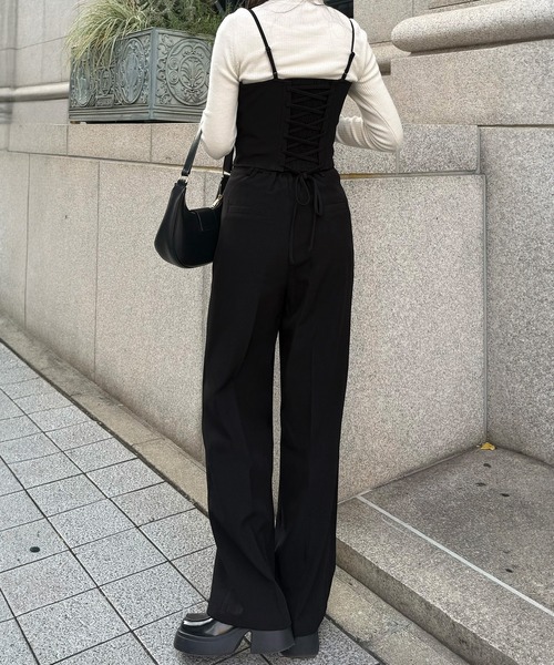 セール】バックレースアップビスチェ＋スラックスパンツ set