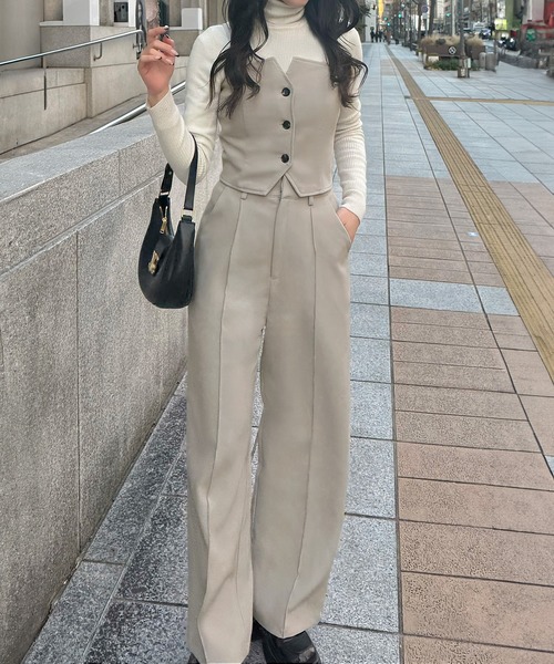 バックレースアップビスチェ＋スラックスパンツ set（セットアップ