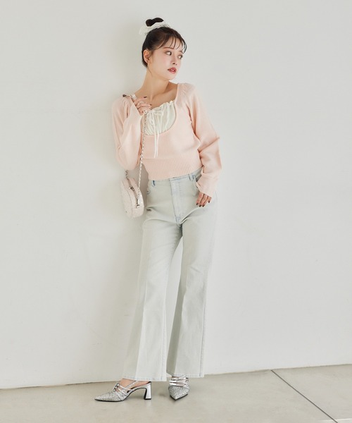 one after another NICE CLAUP(ワンアフターアナザーナイスクラップ)の「ストレッチフレアデニムパンツ(デニムパンツ・レディース・ネイビー/ブルー/ライトブルー・SMALL/MEDIUM)」の11枚目の写真