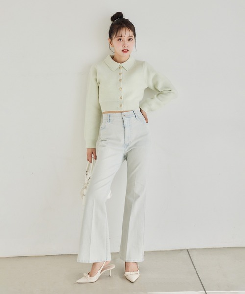 one after another NICE CLAUP(ワンアフターアナザーナイスクラップ)の「ストレッチフレアデニムパンツ(デニムパンツ・レディース・ネイビー/ブルー/ライトブルー・SMALL/MEDIUM)」の12枚目の写真