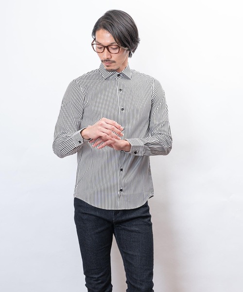 garsonwave（ギャルソンウェーブ）の「日本製 ホリゾンタル カラー シャツ コレクション(GW)（シャツ/ブラウス・メンズ・ワインレッド/ブラック系1/ブラック系3/ブラック系2/ブラック系4/ネイビー系1/ネイビー系2/ブルー系1/ブルー系2/ホワイト/ブラック/ネイビー/ピンク/ブルー/クリアブルー/シルバーグレー・LL/L/M）」の21枚目の写真