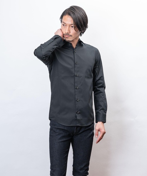 garsonwave（ギャルソンウェーブ）の「日本製 ホリゾンタル カラー シャツ コレクション(GW)（シャツ/ブラウス・メンズ・ワインレッド/ブラック系1/ブラック系3/ブラック系2/ブラック系4/ネイビー系1/ネイビー系2/ブルー系1/ブルー系2/ホワイト/ブラック/ネイビー/ピンク/ブルー/クリアブルー/シルバーグレー・LL/L/M）」の20枚目の写真