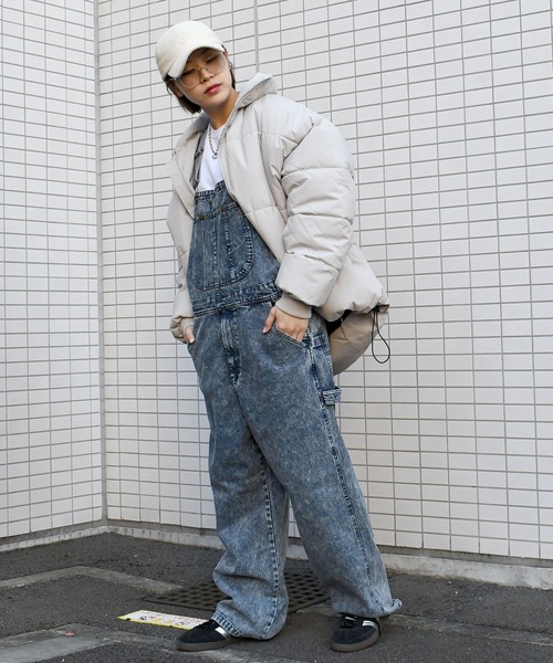 vintage like work design loose fit denim overalls