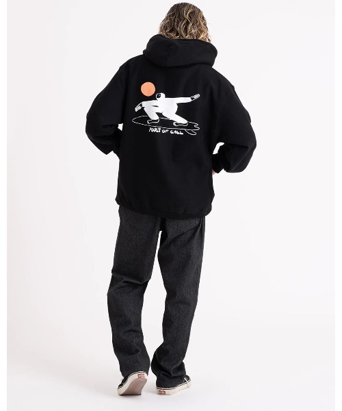 グラフィックプリント 黒 フード付きパーカー セール】HOODIE/PORT OF CALLサーフィンバックプリントプリントフード