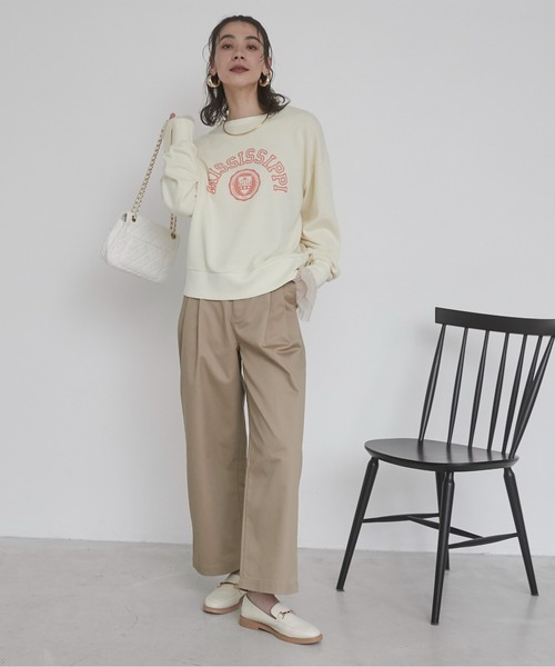 ANGIE(アンジー)の「ツータック ワイドストレート チノパンツ(チノパンツ・レディース・キャメル/ブラック/ダークグレー/ベージュ/カーキ/ネイビー/チャコールグレー・マルチサイズ)」の5枚目の写真