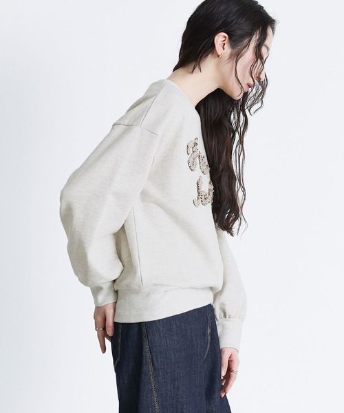 somari imagination(ソマリ イマジネーション)の「チュールロゴラメスウェット(スウェット・レディース・ブルー/オートミール・1/2)」の6枚目の写真