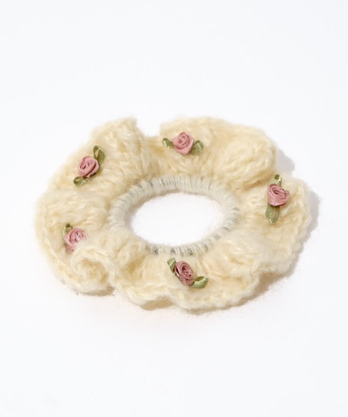 flower（フラワー）の「ロージーニットヘアゴム（シュシュ・レディース・アイボリー/ブルー・FREE）」の10枚目の写真