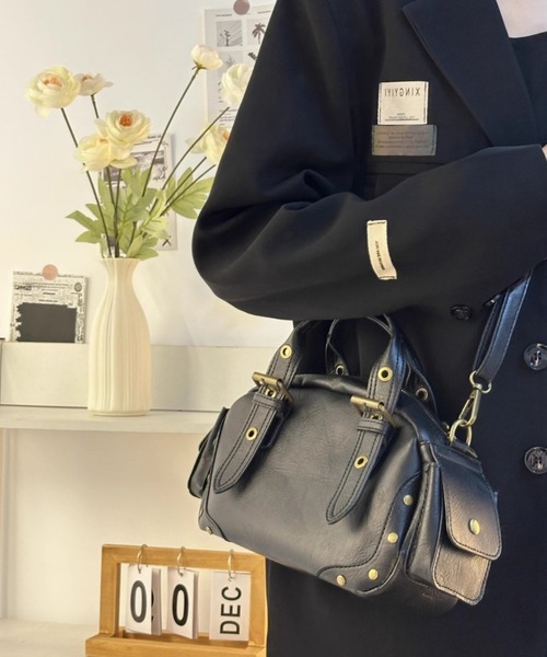 Per sist ence(パーシエンス)の「サイドポケットフェイクレザー2WAYバッグ(ショルダーバッグ・レディース・ブラック/ブラウン・FREE)」の10枚目の写真