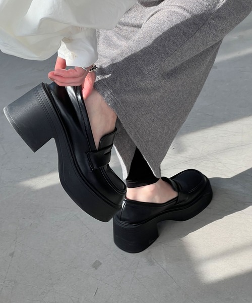 chuclla(チュクラ)の「チャンキーヒール 厚底ローファー chs25s001(ローファー・レディース・ブラック・36/37/38/39/40)」の6枚目の写真