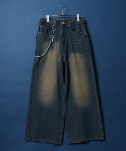 ANPAS(アンパス)の「10.5oz Vintage Design Wide Tapered Denim Pants with Walletchain/チェーン付き ヴィンテージ ワイドテーパード デニムパンツ オーバーダイ(デニムパンツ・メンズ・ネイビー/ブラック・M/L/XL)」の5枚目の写真