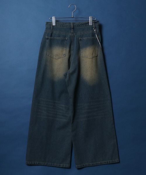 ANPAS(アンパス)の「10.5oz Vintage Design Wide Tapered Denim Pants with Walletchain/チェーン付き ヴィンテージ ワイドテーパード デニムパンツ オーバーダイ(デニムパンツ・メンズ・ネイビー/ブラック・M/L/XL)」の6枚目の写真