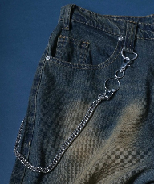 ANPAS(アンパス)の「10.5oz Vintage Design Wide Tapered Denim Pants with Walletchain/チェーン付き ヴィンテージ ワイドテーパード デニムパンツ オーバーダイ(デニムパンツ・メンズ・ネイビー/ブラック・M/L/XL)」の9枚目の写真