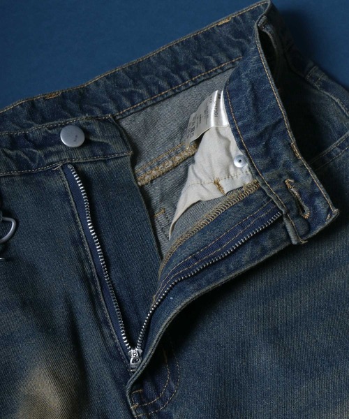 ANPAS(アンパス)の「10.5oz Vintage Design Wide Tapered Denim Pants with Walletchain/チェーン付き ヴィンテージ ワイドテーパード デニムパンツ オーバーダイ(デニムパンツ・メンズ・ネイビー/ブラック・M/L/XL)」の8枚目の写真