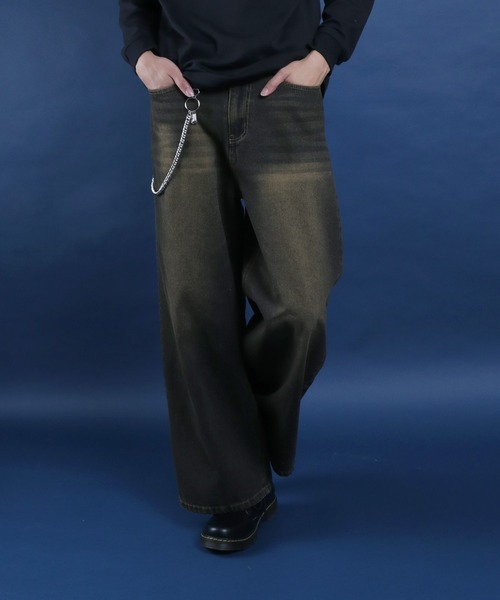 ANPAS(アンパス)の「10.5oz Vintage Design Wide Tapered Denim Pants with Walletchain/チェーン付き ヴィンテージ ワイドテーパード デニムパンツ オーバーダイ(デニムパンツ・メンズ・ネイビー/ブラック・M/L/XL)」の18枚目の写真