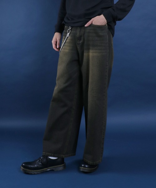ANPAS(アンパス)の「10.5oz Vintage Design Wide Tapered Denim Pants with Walletchain/チェーン付き ヴィンテージ ワイドテーパード デニムパンツ オーバーダイ(デニムパンツ・メンズ・ネイビー/ブラック・M/L/XL)」の17枚目の写真