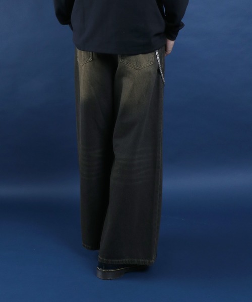ANPAS(アンパス)の「10.5oz Vintage Design Wide Tapered Denim Pants with Walletchain/チェーン付き ヴィンテージ ワイドテーパード デニムパンツ オーバーダイ(デニムパンツ・メンズ・ネイビー/ブラック・M/L/XL)」の21枚目の写真