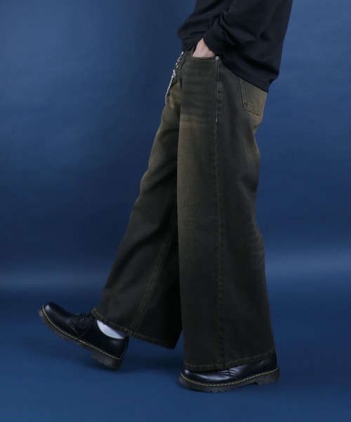 ANPAS(アンパス)の「10.5oz Vintage Design Wide Tapered Denim Pants with Walletchain/チェーン付き ヴィンテージ ワイドテーパード デニムパンツ オーバーダイ(デニムパンツ・メンズ・ネイビー/ブラック・M/L/XL)」の16枚目の写真