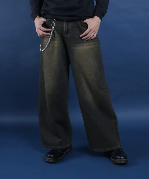 ANPAS(アンパス)の「10.5oz Vintage Design Wide Tapered Denim Pants with Walletchain/チェーン付き ヴィンテージ ワイドテーパード デニムパンツ オーバーダイ(デニムパンツ・メンズ・ネイビー/ブラック・M/L/XL)」の19枚目の写真