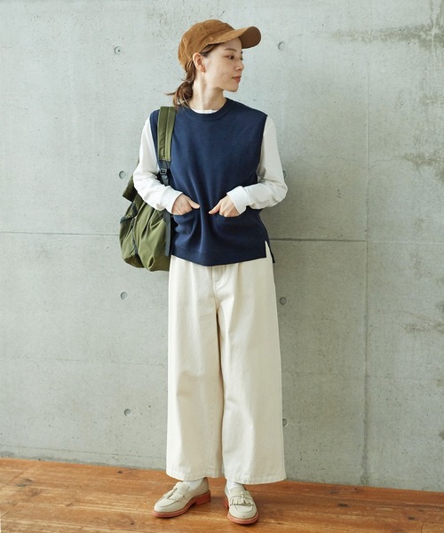 PAR ICI（パーリッシィ）の「チノ後ろゴム タックパンツ（チノパンツ・レディース・ネイビー/ベージュ/カーキ/アイボリー・FREE）」の5枚目の写真