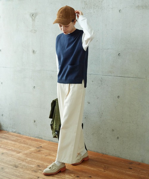 PAR ICI（パーリッシィ）の「チノ後ろゴム タックパンツ（チノパンツ・レディース・ネイビー/ベージュ/カーキ/アイボリー・FREE）」の7枚目の写真