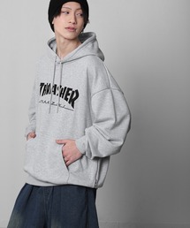 【THRASHER】 スケート ロゴ フーディー パーカー / 裏毛 / 刺繍 / バックプリント