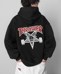 【THRASHER】 スケート ロゴ フーディー パーカー / 裏毛 / 刺繍 / バックプリント