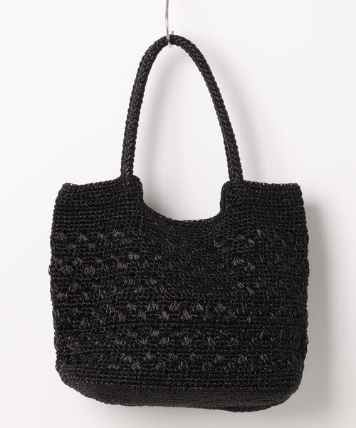 Three Four Time（ｽﾘｰﾌｫｰﾀｲﾑ）の「メタリックコード編みトート（かごバッグ・レディース・ブラック/シルバー・FREE）」の3枚目の写真