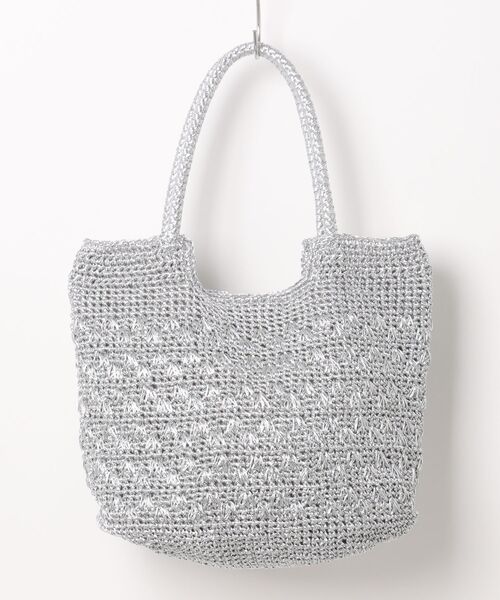 Three Four Time（ｽﾘｰﾌｫｰﾀｲﾑ）の「メタリックコード編みトート（かごバッグ・レディース・ブラック/シルバー・FREE）」の12枚目の写真