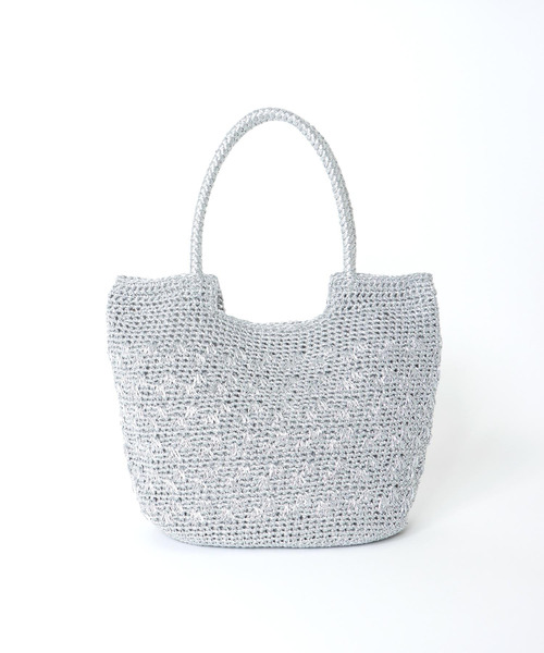 Three Four Time（ｽﾘｰﾌｫｰﾀｲﾑ）の「メタリックコード編みトート（かごバッグ・レディース・ブラック/シルバー・FREE）」の17枚目の写真