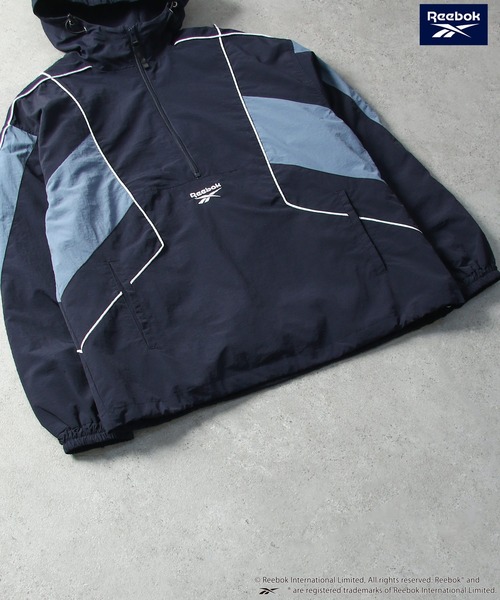 REEBOK】 パイピング ライン入り ナイロン フード アノラック
